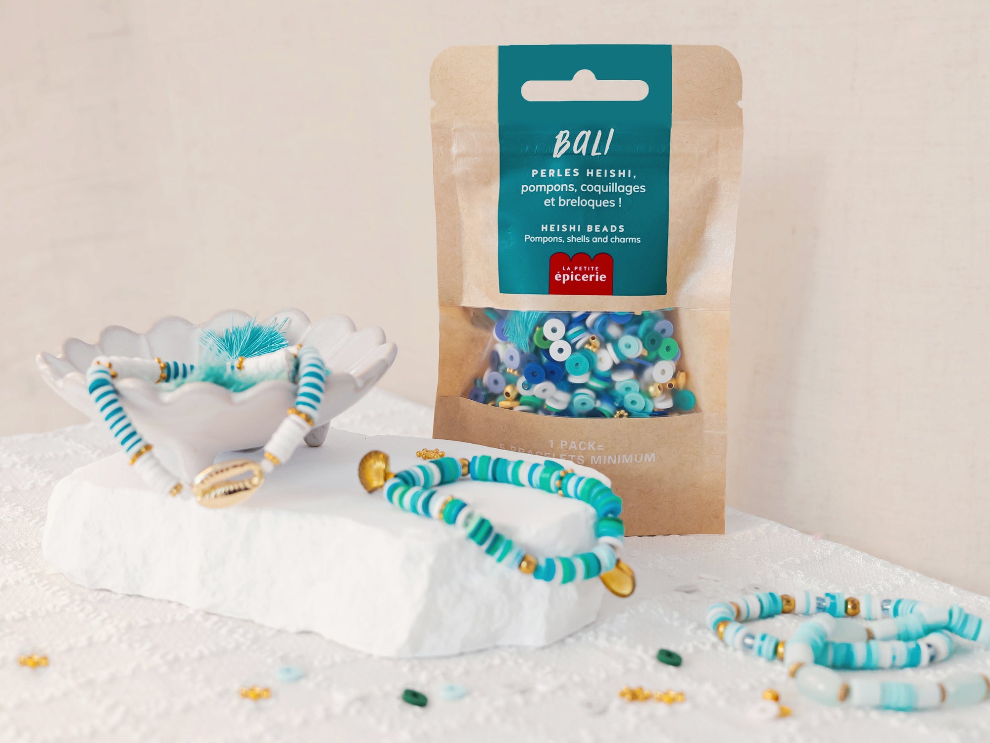 Achat Mélange de perles heishi et de breloques - Bali