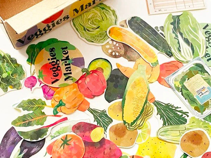 Achat Boite d'autocollants décoratifs Veggies Market - Haco Stickers
