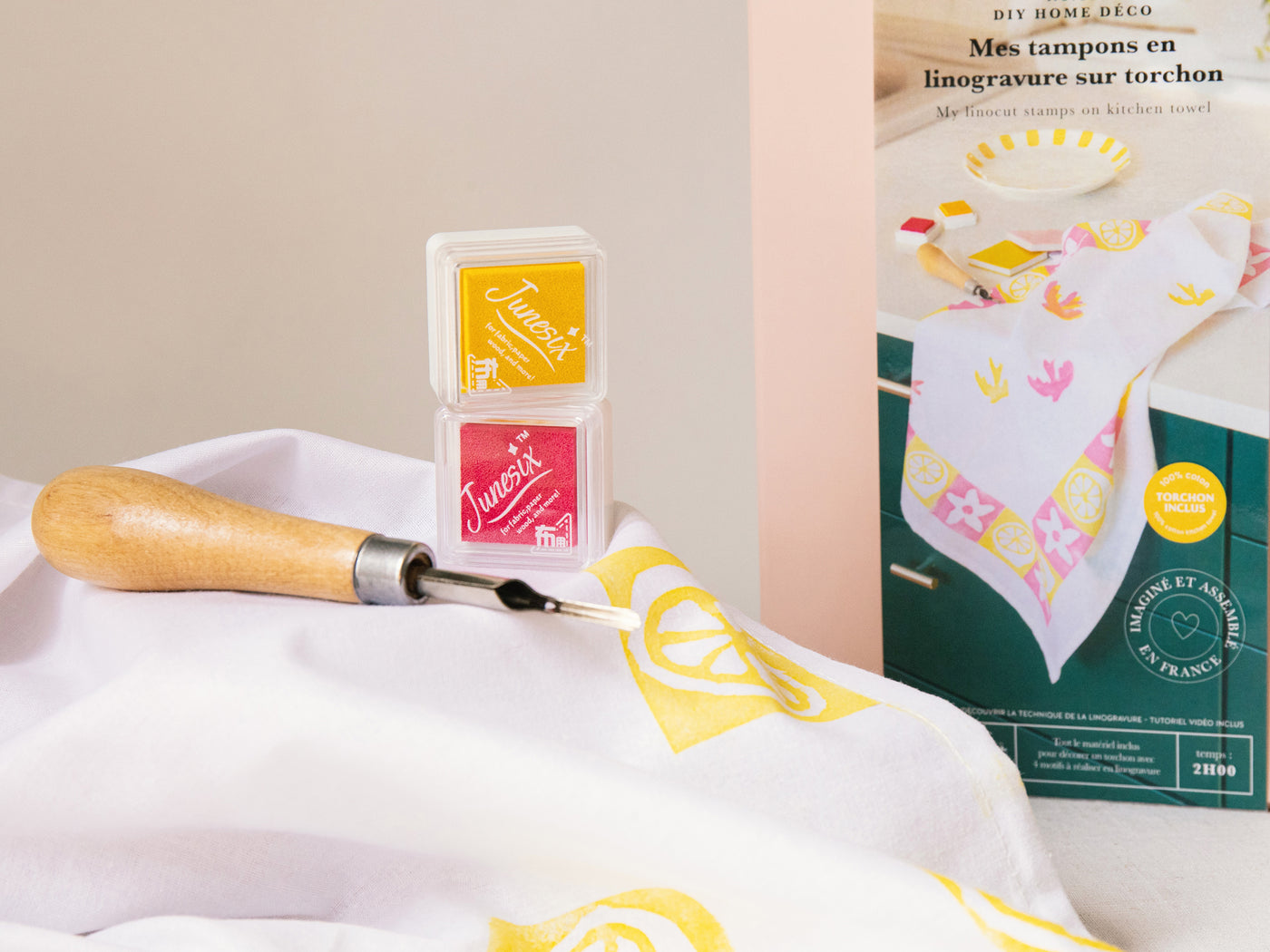 achat Kit DIY Home Déco - Mes tampons en linogravure sur torchon