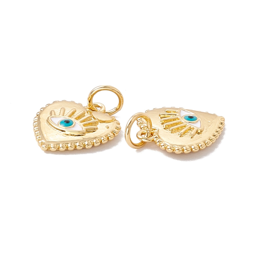 achat Breloque cœur doré œil turquoise plaqué or 18K