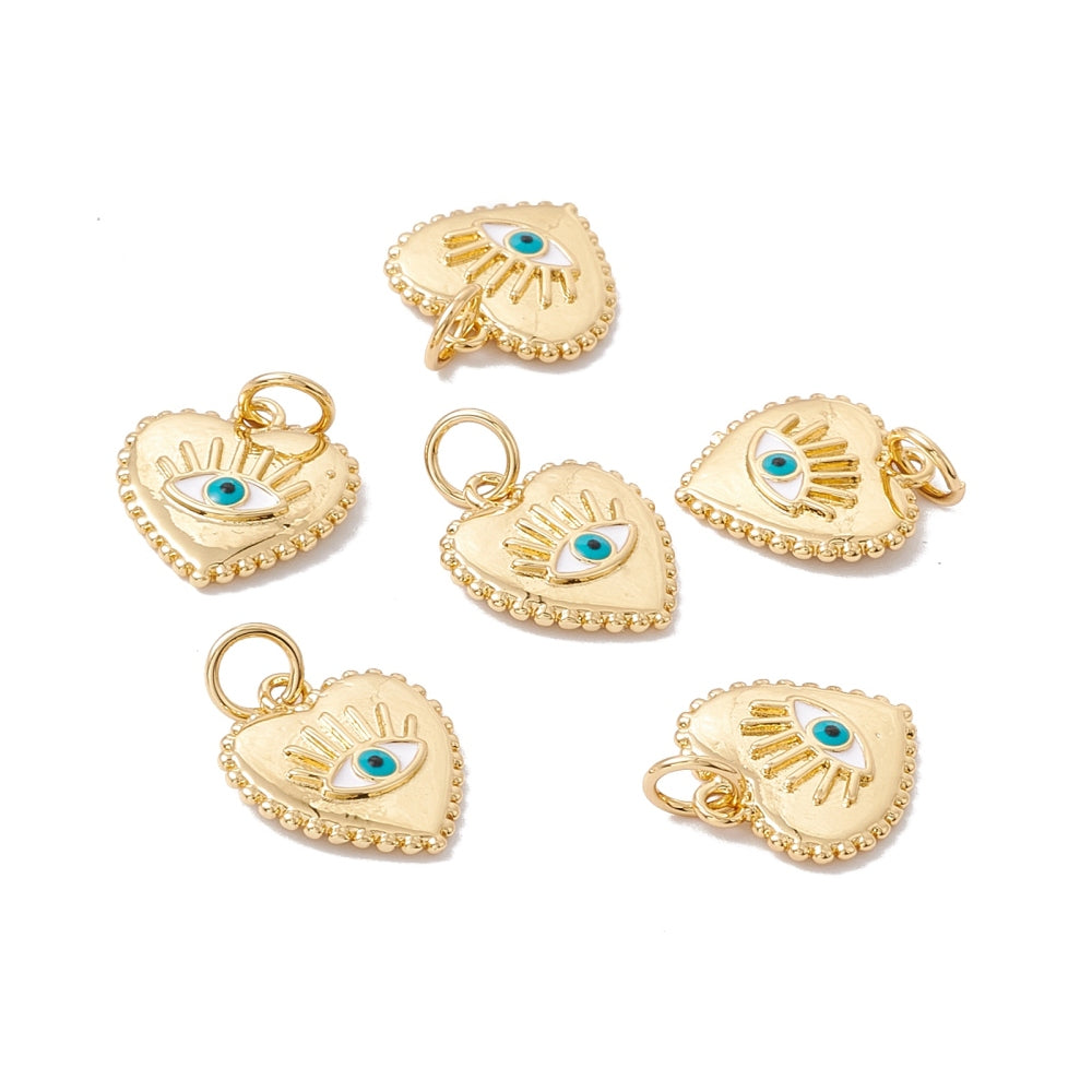 achat Breloque cœur doré œil turquoise plaqué or 18K