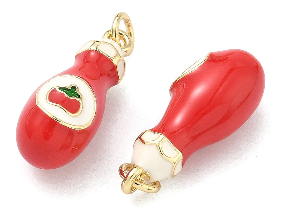 Achat Breloque bouteille de ketchup - laiton doré à l’or fin