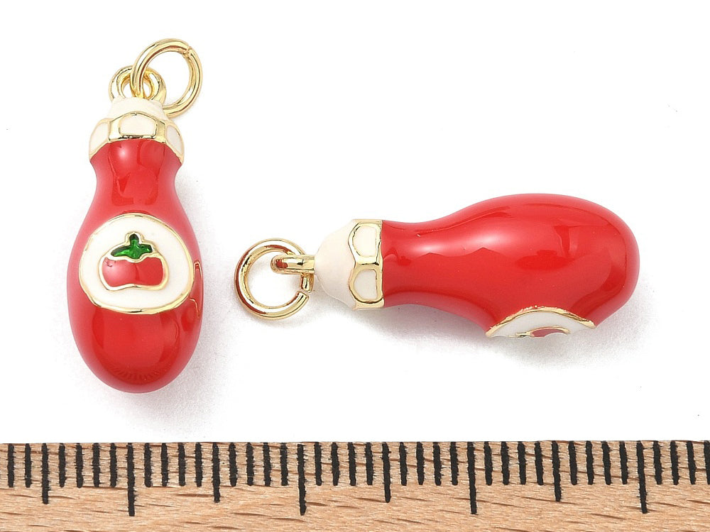achat Breloque bouteille de ketchup - laiton doré à l’or fin
