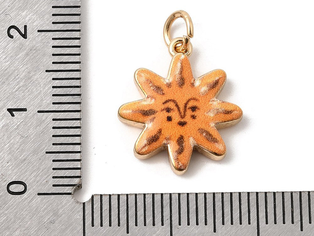 achat Breloque soleil imprimée - laiton doré