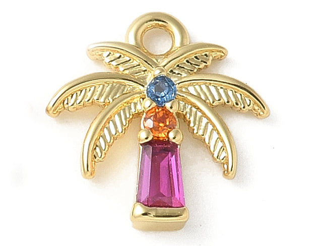 Achat Breloque palmier strass - laiton doré à l’or fin