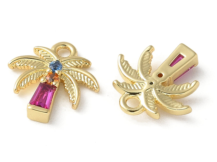 Achat Breloque palmier strass - laiton doré à l’or fin