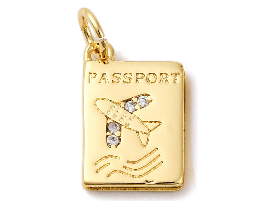 Achat Breloque passeport strass - laiton doré à l’or fin