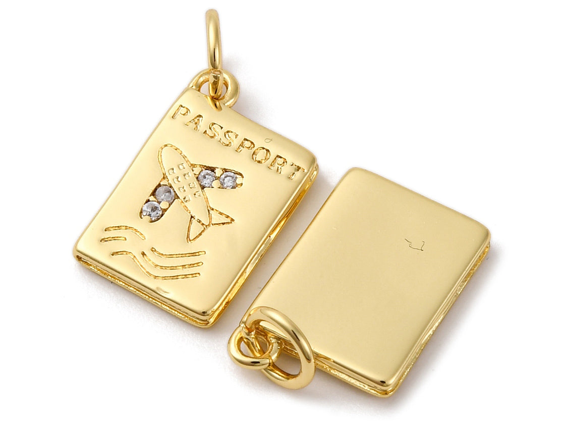 Achat Breloque passeport strass - laiton doré à l’or fin