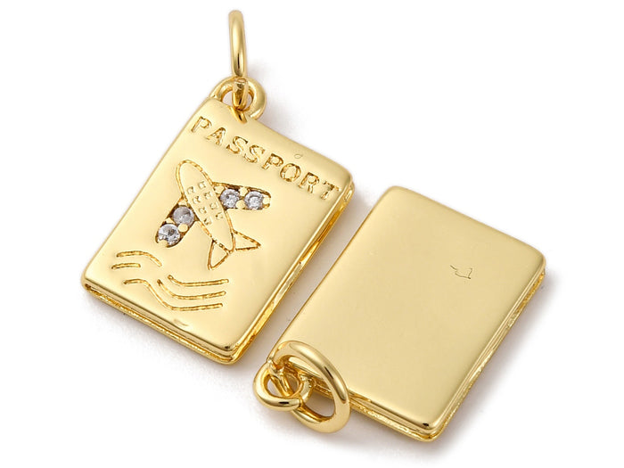 Achat Breloque passeport strass - laiton doré à l’or fin