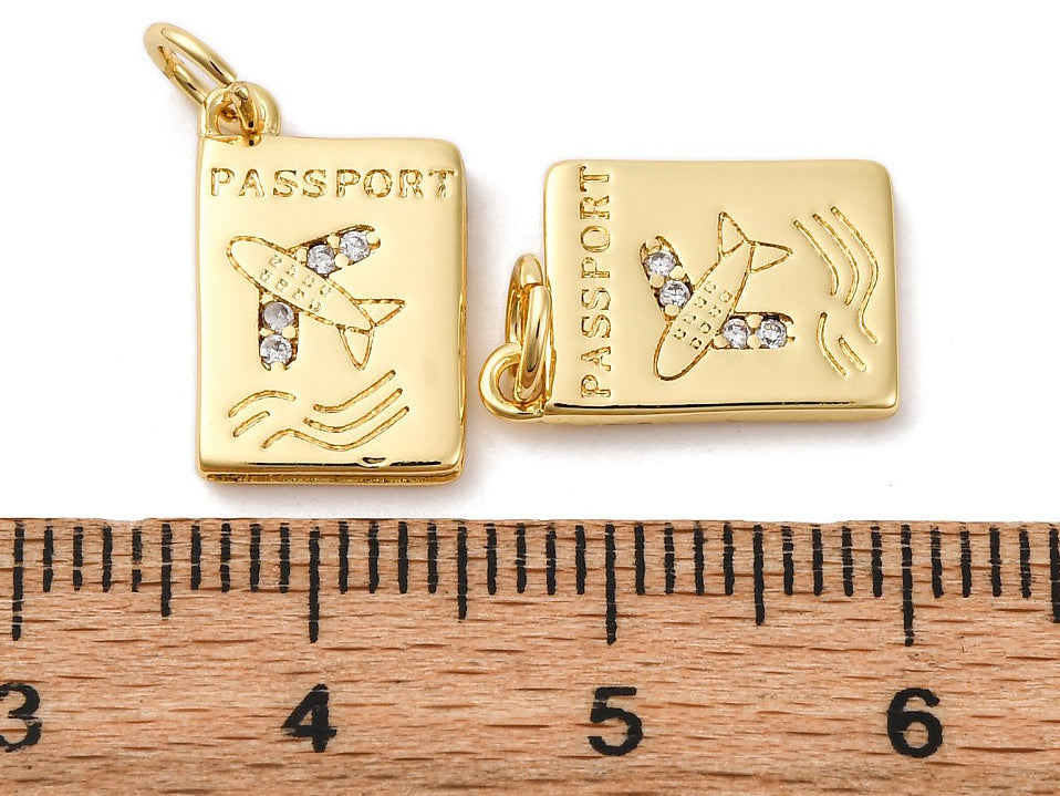 achat Breloque passeport strass - laiton doré à l’or fin