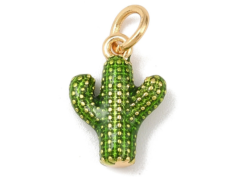 Achat Breloque cactus vert - laiton doré à l’or fin