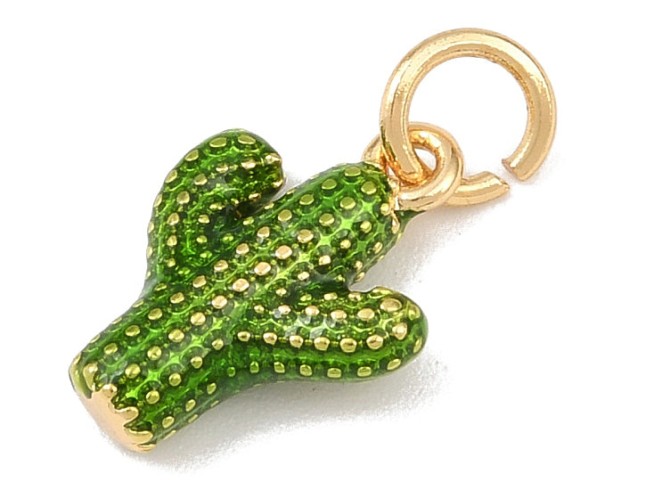 achat Breloque cactus vert - laiton doré à l’or fin