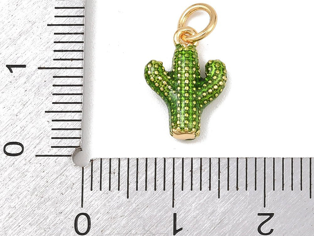 achat Breloque cactus vert - laiton doré à l’or fin