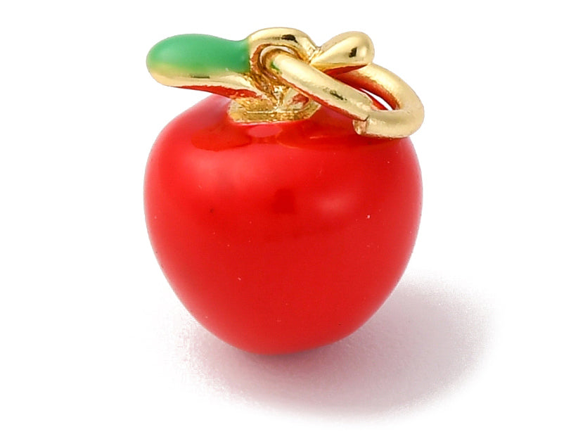 Achat Breloque mini pomme rouge - laiton doré à l’or fin