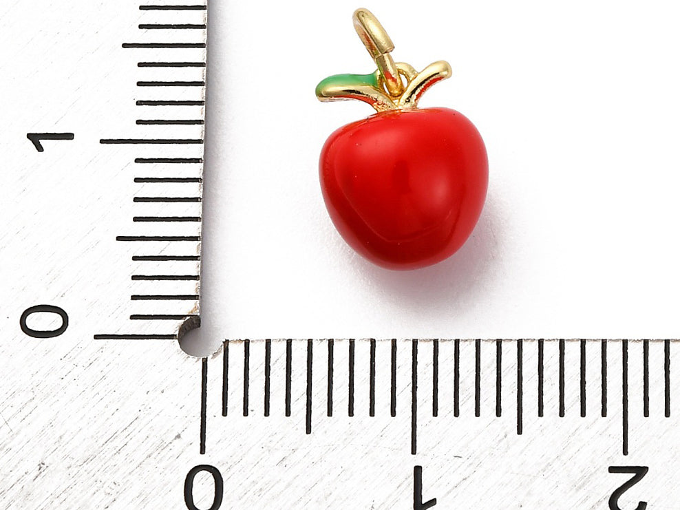 achat Breloque mini pomme rouge - laiton doré à l’or fin