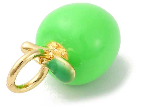 Achat Breloque pomme verte émaillée - laiton doré à l’or fin