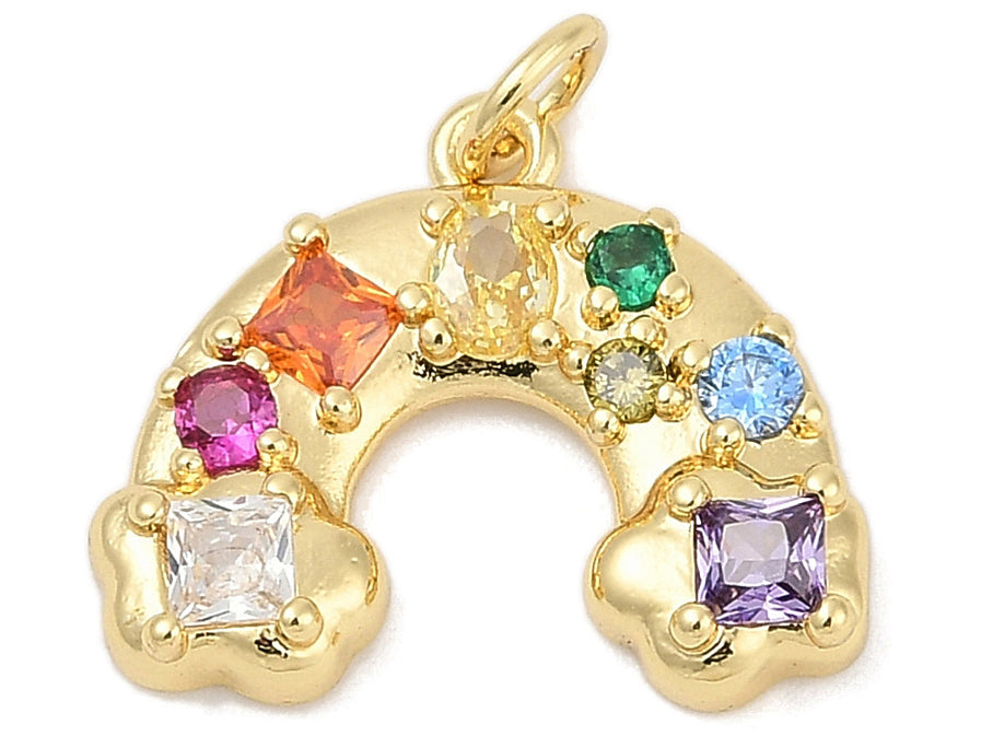 Achat Breloque arc-en-ciel strass - laiton doré à l’or fin