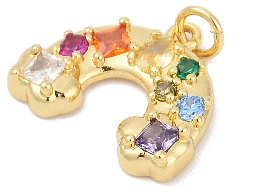 Achat Breloque arc-en-ciel strass - laiton doré à l’or fin