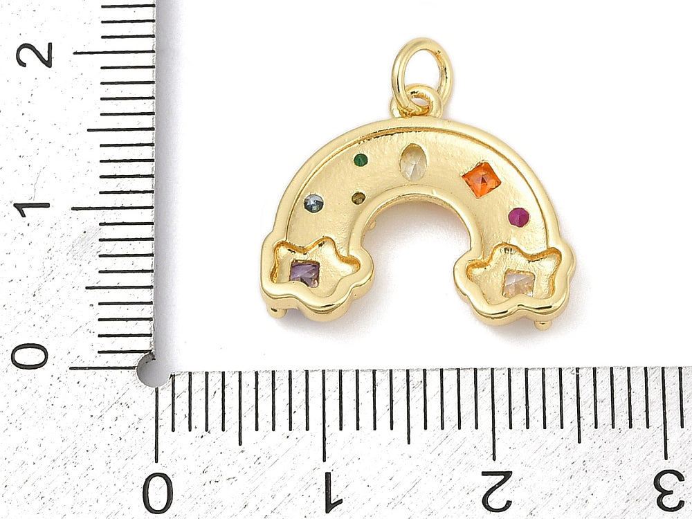 Breloque arc-en-ciel strass - laiton doré à l’or fin