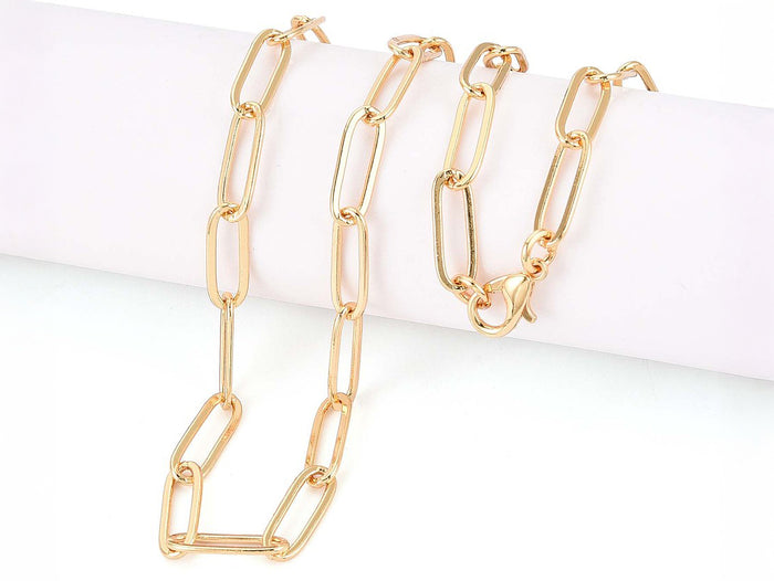 Achat Collier chaîne trombone 45 cm - laiton doré à l’or fin
