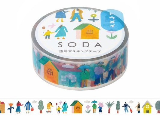Achat Masking tape transparent - Motif village - KINGJIM SODA