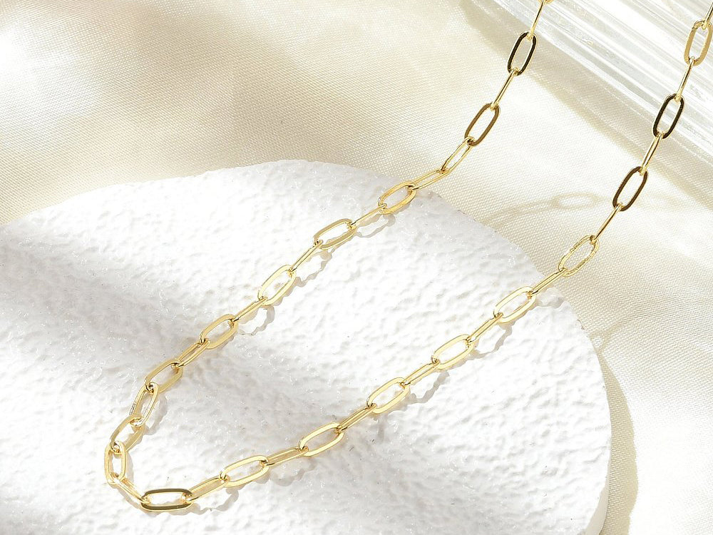 achat Collier chaîne trombone 44,5 cm - laiton doré à l’or fin