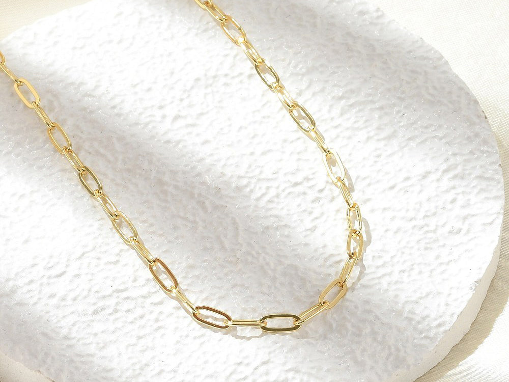 achat Collier chaîne trombone 44,5 cm - laiton doré à l’or fin