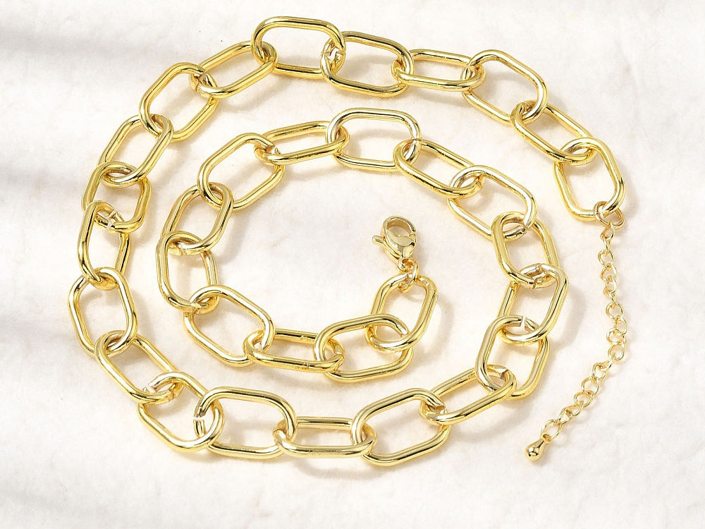 achat Collier chaîne câble 44 cm - laiton doré à l’or fin