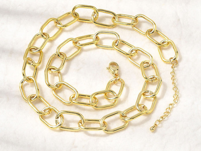 Achat Collier chaîne câble 44 cm - laiton doré à l’or fin
