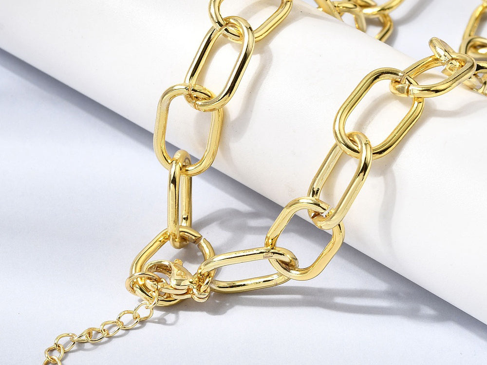 achat Collier chaîne câble 44 cm - laiton doré à l’or fin
