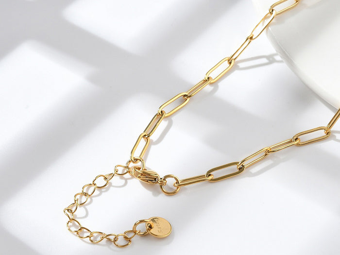 Achat Collier chaîne trombone 41,5 cm - acier inoxydable 304 doré à l’or fin