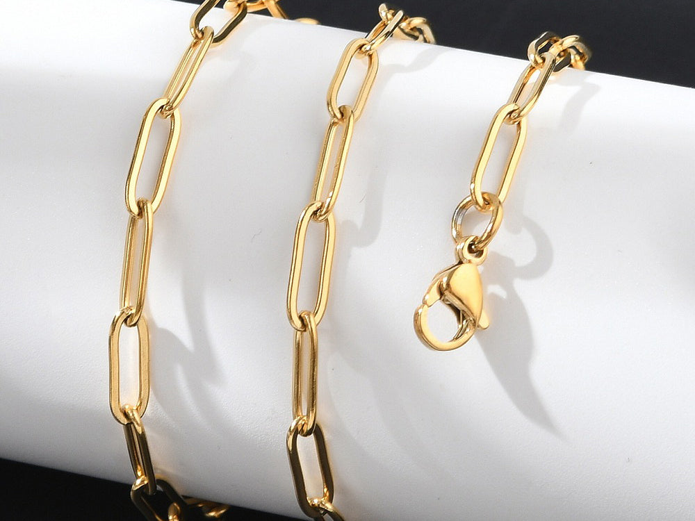achat Collier chaîne trombone 41,5 cm - acier inoxydable 304 doré à l’or fin