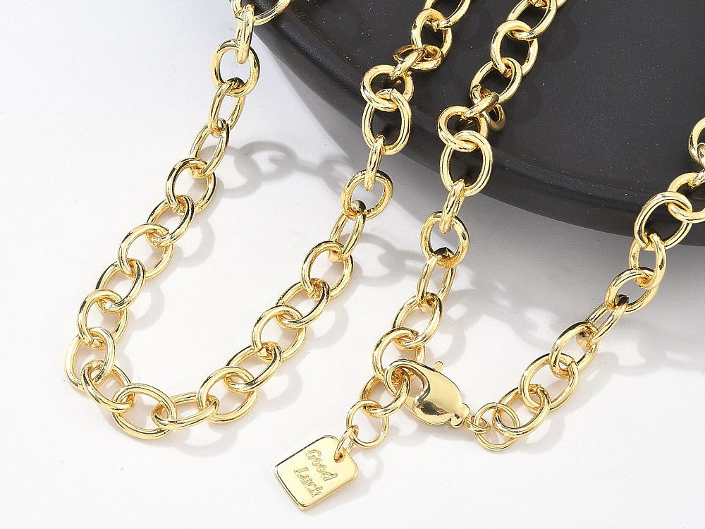 achat Collier chaîne câble médaille Good Luck 61,8 cm - laiton doré à l’or fin