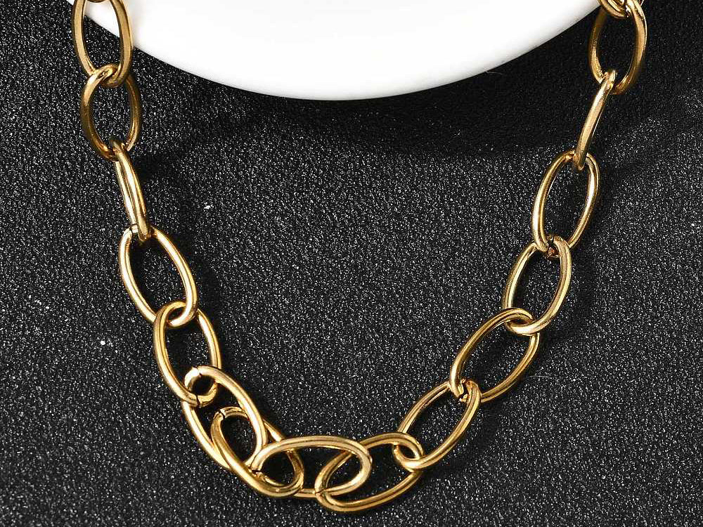 achat Collier chaîne câble 41,3 cm - acier inoxydable 304 doré à l’or fin