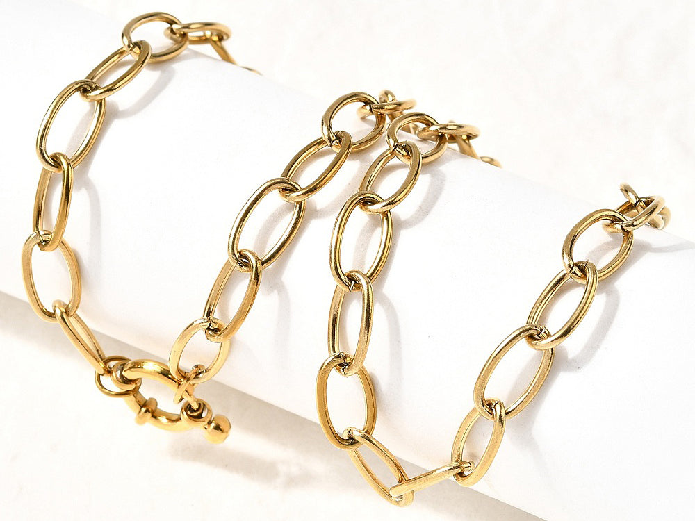 achat Collier chaîne câble 41,3 cm - acier inoxydable 304 doré à l’or fin