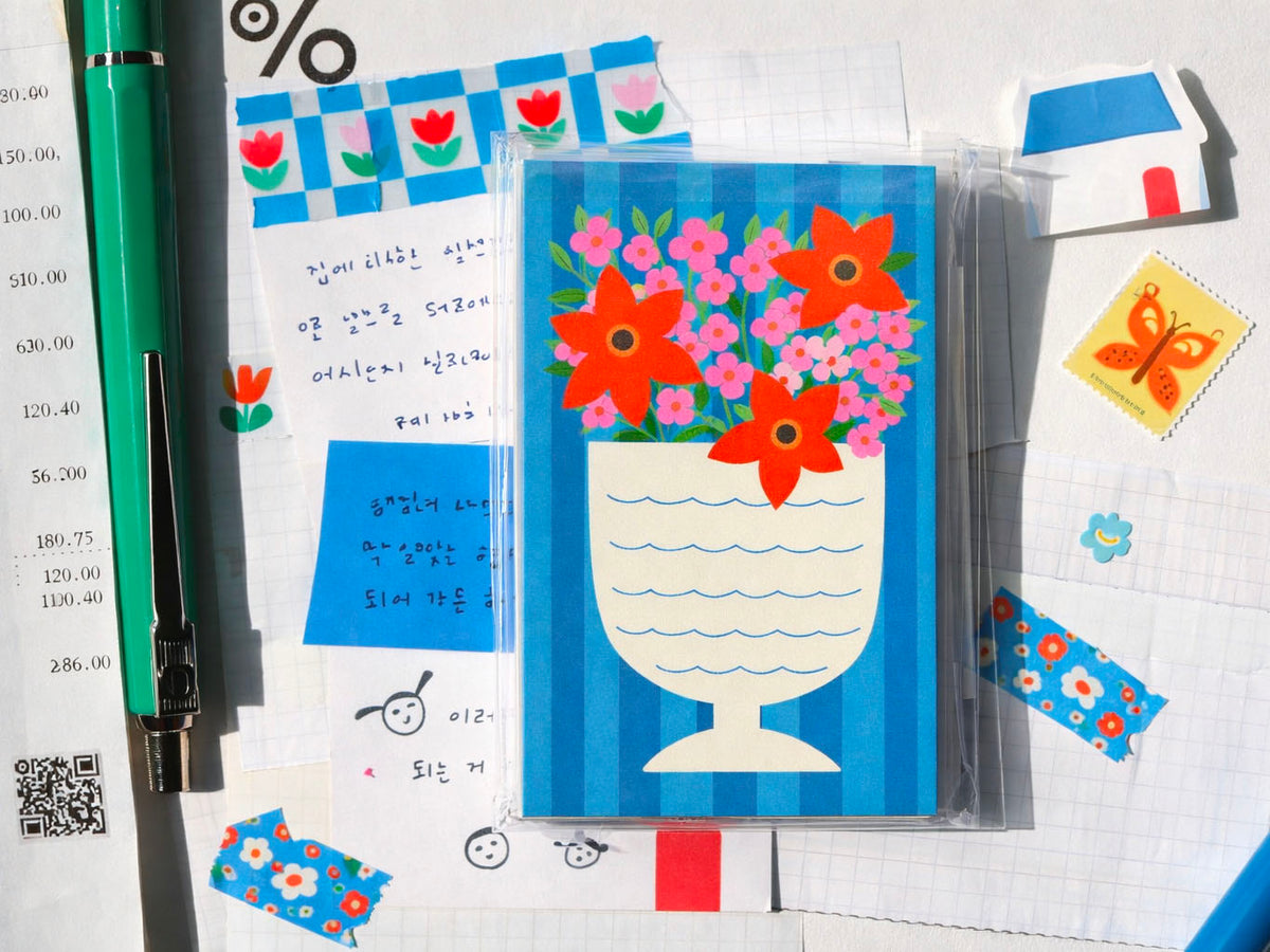 achat Mini bloc memo vase fleurs rouges écloses - Fruit fries Design Lab