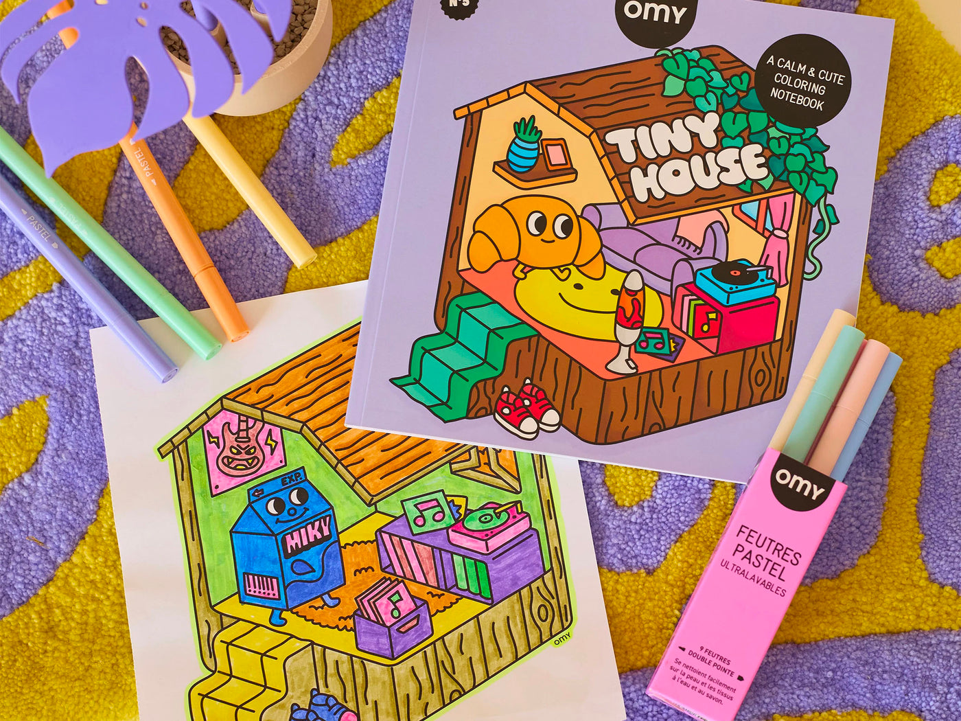 achat Cahier de coloriage Cozy Art - Tiny House - OMY