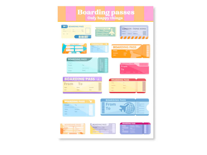 Achat Planches d'autocollants - Cartes d'embarquement A6