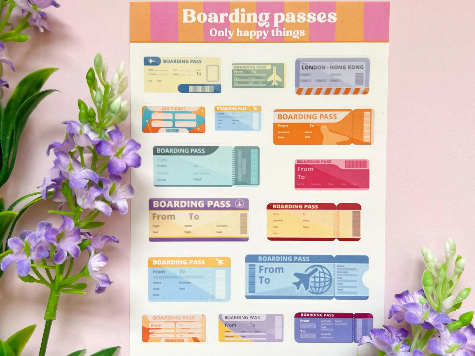 Achat Planches d'autocollants - Cartes d'embarquement A6