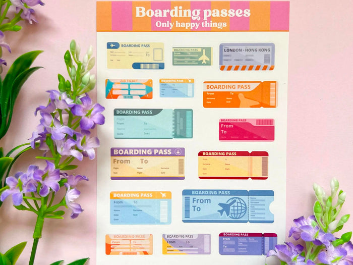 Achat Planches d'autocollants - Cartes d'embarquement A6