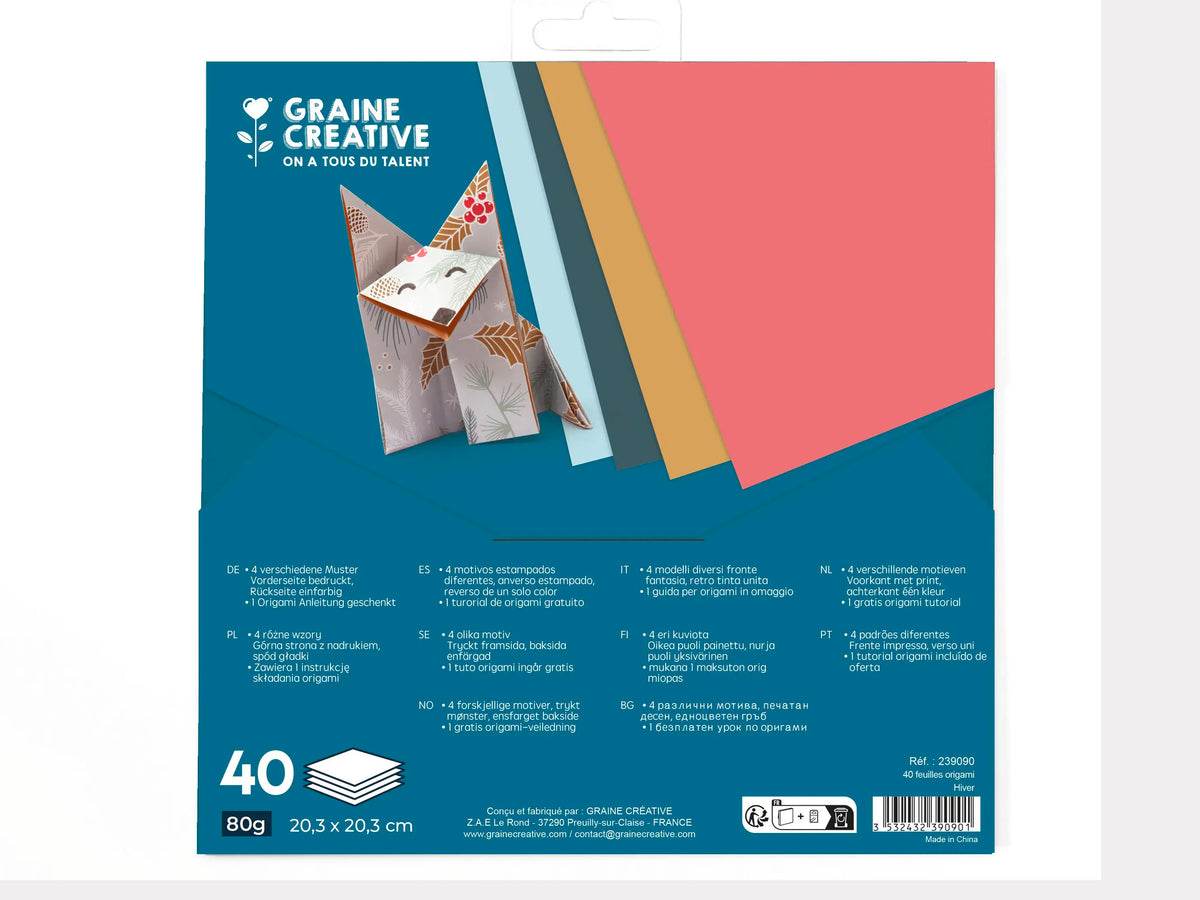 achat Pochette 40 Feuilles Origami - Designs Hiver - Graine Créative