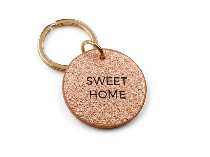 Achat Porte clé SWEET HOME cuir rond rose gold - Les Cléias