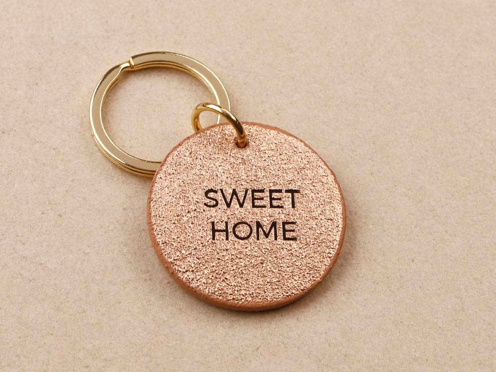 achat Porte clé SWEET HOME cuir rond rose gold - Les Cléias