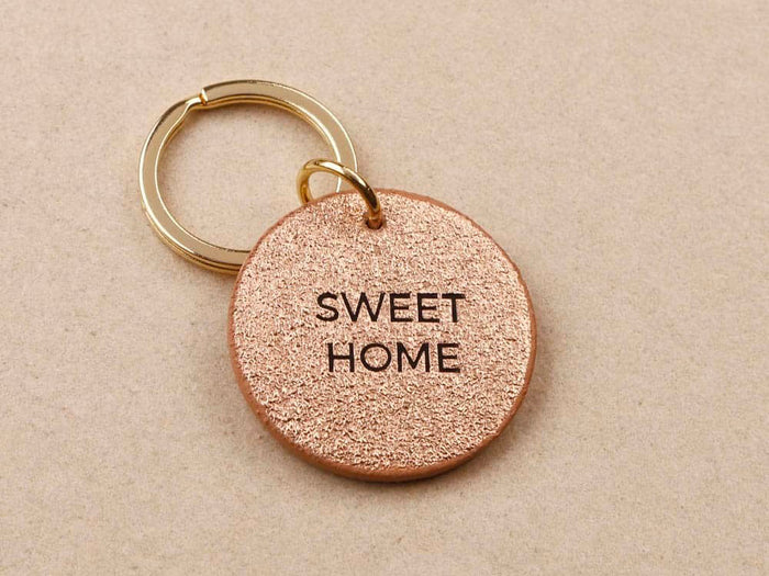 Achat Porte clé SWEET HOME cuir rond rose gold - Les Cléias