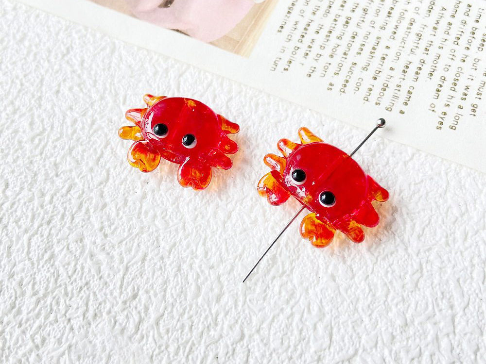achat Breloque crabe rouge en verre coloré