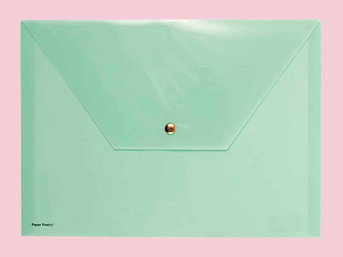 achat Pochette plastique à Pression - Menthe 24 x 33 cm - Paper Poetry