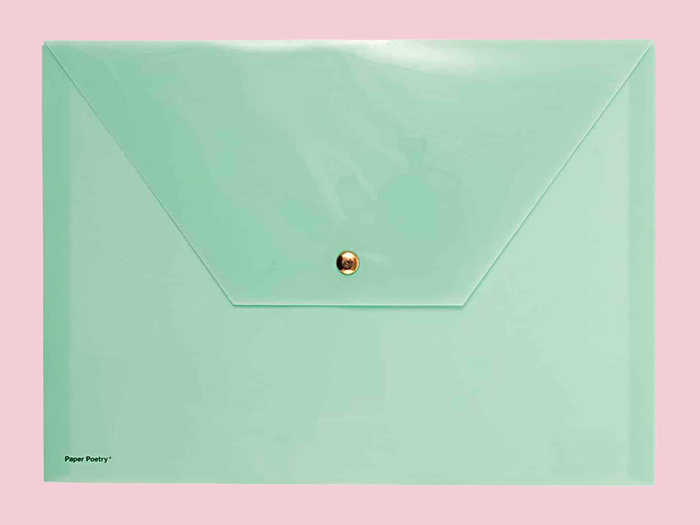 Achat Pochette plastique à Pression - Menthe 24 x 33 cm - Paper Poetry