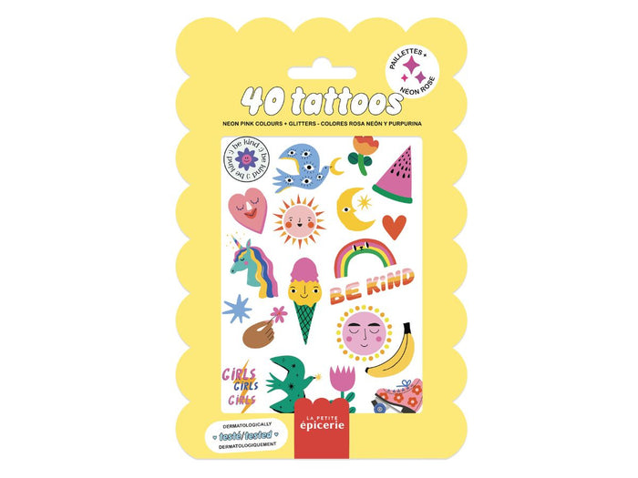 Achat Pochette de 40 Tattoos Paillettes néon rose - California Dream