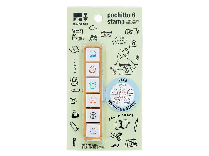 Achat Set de 6 mini tampons encreurs - Pochitto Face - Zero per Zero