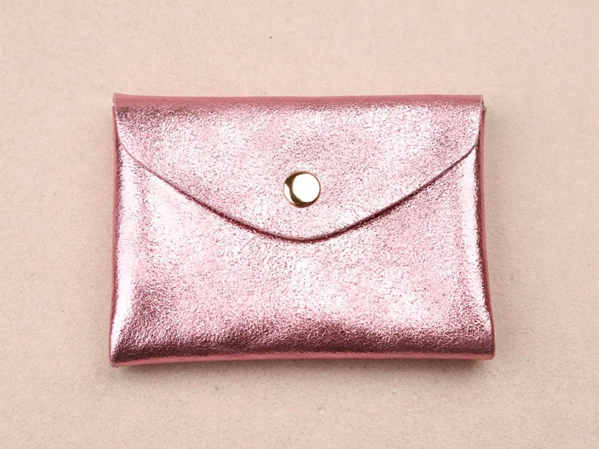 achat Porte-monnaie Double Cuir - Rose métallisé